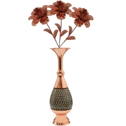 گلدان صراحی (25 مس و خاتم ) برند آقاجانی – Sarahi vase 25 copper and inlaid